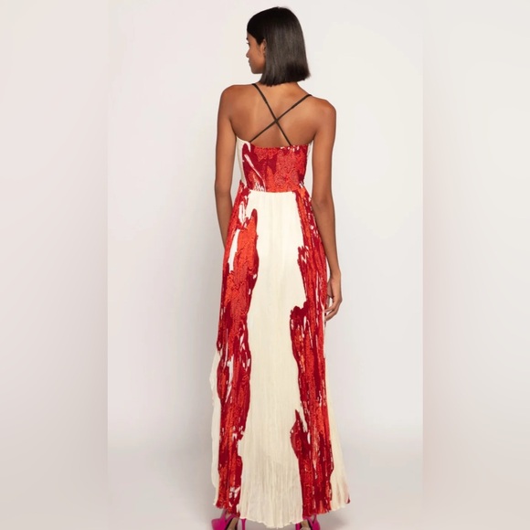 NWT Saaksha & Kinni Bandhandi Placement Print Micro Pleated Res Maxi Dress - Picture 2 of 11
